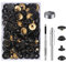 MSDADA 32 Sätze Druckknöpfe Set, Schwarz Button Werkzeug Metall Fastener Druckknopf Schraubbar Edelstahl Muttern und Bolzen Set für Kleidung Leder Handwerk Jacke Brieftasche Handtasche(128 Stück)