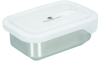 MasterClass Recipiente todo en uno de acero inoxidable con tapa y antiadherente sin PTFE, PFOA ni BPA, apto para horno, congelador y microondas,500 ml, plateado
