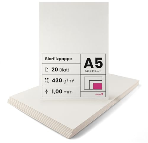 Netuno 20 fogli cartone assorbente crema formato A5 14,8 x 21 cm 1,0 mm 430g cartoncino rigido per sottobiccieri birra base torte cartone per album coperture rilegatura cartone beermat
