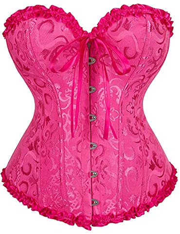 Grebrafan Plus Size Overbust Corset Classic Bustier Bodyshaper Top (UK(12-14) XL, Rose)