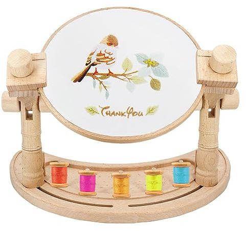 SolidGnik justerbar broderi ringstativ hållare med broderi kit och 2 st broderade ringar