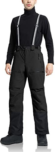 Pioneer Camp Herren Skihose Gefüttert mit Hosenträger Ski Hosen Schneehose Snowboardhose Outdoorhose Black Noir Schwarz XXL