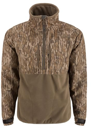 Drake Waterfowl Men's MST CommandXT Eqwader Half-Zip Waterproof Windproof Breathable Resistant Hunting Jacket w/DWR Finish, Mossy Oak Bottomland