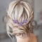 Aneneiceera Pearl Bride Wedding Hair Pins Purple Bead Hair Piece Bridal Flower Headpieces bridesmaid Hair Accessories for Women and Girls (Pack of 3)(Purple)
