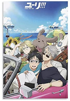 Anime Yuri On Ice – Gruppen-Poster, Leinwand, Gemälde, Poster, Wandkunst, dekoratives Bild, Drucke, moderne Dekoration, 30 x 45 cm