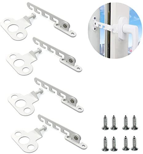 Catelves 4 Stück Fensterfeststeller,Fensterstopper,Kippfensterschutz,Zuschlagschutz Fensterriegel,Fenster Kipp Regler zum Einstellen der Fensteröffnung Fensterstopper