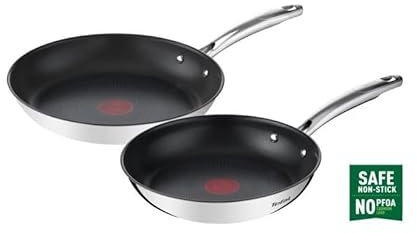 TEFAL G732S255 DUETTO Set 2 poeles 24/28 cm inox tous feux dont induction revetement anti adhésif