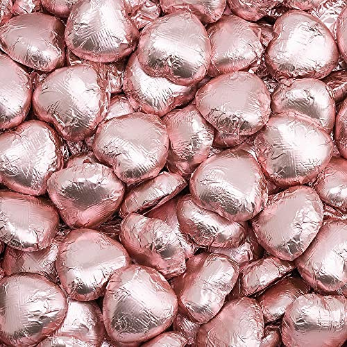 Italian Options Milk Chocolate Foiled Hearts, 200 Chocolates, Rose Gold Foil
