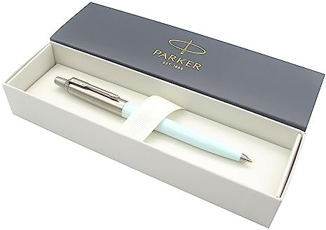Parker Jotter Kugelschreiber aus Edelstahl, Finish, schwarze Tinte, in Geschenkbox (Arktisches blaues Pastell, 1 Stück)