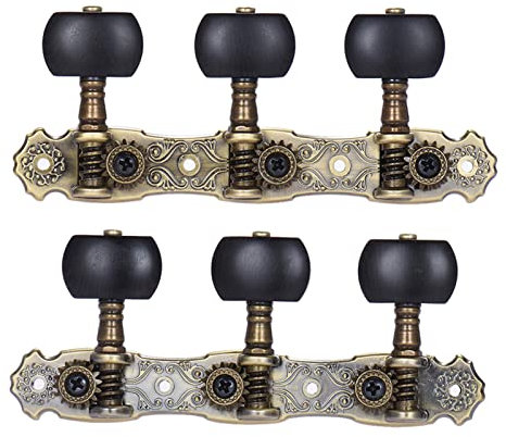 KOCAN Stimmgeräte für Klassische Gitarren, 2 Stück (L&R) Stimmwirbel für Klassische Gitarre,bronzebeschichtete Mechaniken für Akustikgitarren,1:16,Stimmtasten,Knöpfe,Saitenmechaniken (AOS-022V3P)