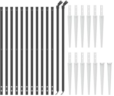 Tidyard Maschendrahtzaun mit Bodenhülsen Drahtgeflecht Drahtgitterzaun Zaun Zaunset Gartenzaun Gitter Drahtzaun Maschendraht Zaun-Größe: 1 x 25 m (H x L) Verzinkter Stahl mit PVC-Beschichtung