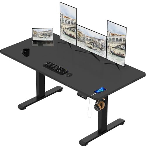 TRIUMPHKEY Scrivania Elettrica Regolabile in Altezza,200 x 80 cm,Presa USB, 3 Controllo Memoria, Scrivania Gaming, Altezza Regolabile, Anti-collisione, Tavolo da Computer,Piano Giuntato
