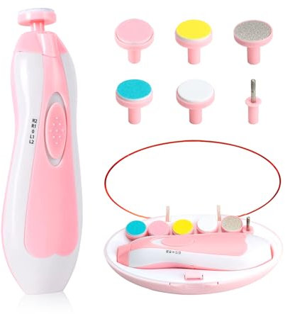 Elektrischer Baby-Nagelschneider, Baby-Nagelknipser, 6-in-1 Baby-Nagelfeile, Nagelfeile, Baby-Pflege-Set, Maniküre-Set für Kleinkinder oder Erwachsene (Rosa)