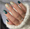 Green Gold Glitter Fake Nail Square Short Press on Nails Tips Nail Art Decoration for Women and Girls Manicure 24pcs