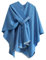 Poncho Damen Strick Reversibel Cape Decke Elegant Warme Schultertuch Gestrickter Schal Mantel für Frühling Herbst（Blau）