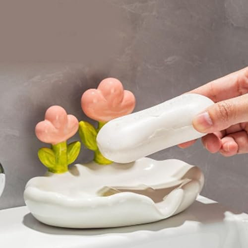 LUCKDANO Boîte à Savon Créative en PP à Fleurs, Drainage Efficace, Gain de Place, Forme de Fleur, Pratique, pour Salle de Bain et Maison avec Rangement Polyvalent