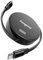 Fasgear Câble USB C vers USB C 240 W,1 m Rétractable,PD 3.1 5A Cordon,Câble USB C Charge Rapide,4 Longueurs Réglables,Compatible avec i-Phone 15 Pro,i-Pad Pro 2022,Google Pixel Fold/8 (Noir)