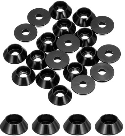 QUARKZMAN Rondelle Tazza Coniche M3, Guarnizioni Alluminio Anodizzato Guarnizione Rondella Testa Tazza Vite Rc/Fpv/Pc/Drone/Accessori Meccanici Parti Modello, Pz20 (Nero)
