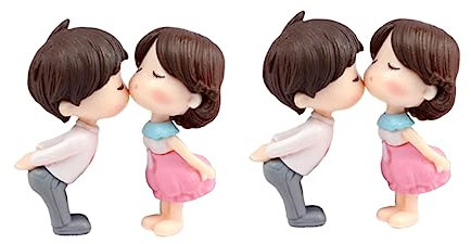 Cabilock 2 Paar PVC-Kuchendekor DIY-Ornamente Auto Schreibtisch Skulptur hochzeitsdeko Kusspaar Dekoration Mikro-Landschaftsornamente Desserttisch schmücken Partybedarf Zubehör Liebhaber