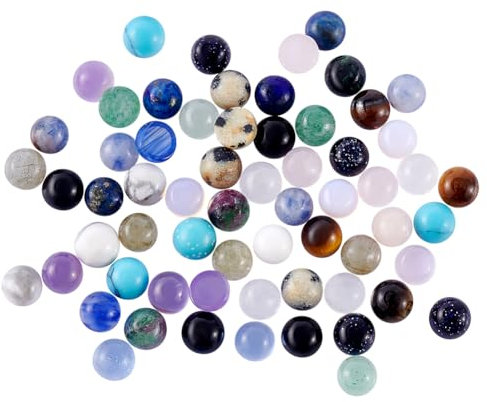AHANDMAKER 64 Stück 16 Stile Naturstein-Cabochon-Perlen, Achat, Flache Rückseite, Edelstein-Cabochons, Flache Rückseite, Kristallstein-Perlen Für Die Schmuckherstellung, Halbrund/Dome