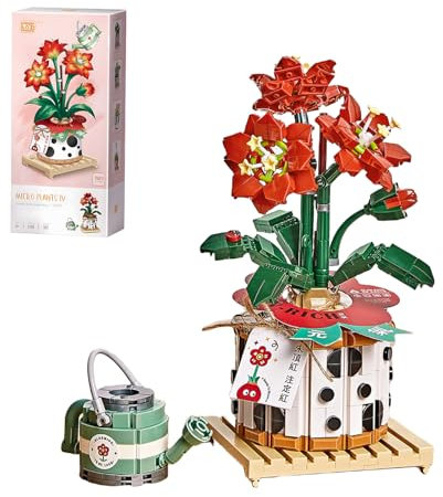 LOZ 1285 Bauklötze Bausteine Raumdekoration Artificial Bouquet Serie Hippeastrum Striatum Kreatives Lernspielzeug Konstruktionsspielzeug Valentinstag Muttertag für Kinder und Erwachsene