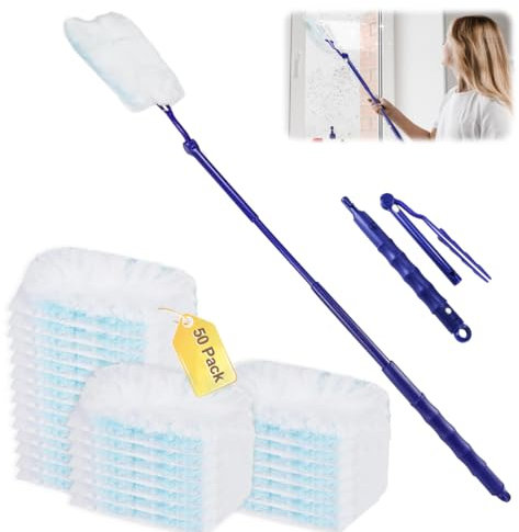 51Pack for Swiffer Flash Dust Magnet Refill Kit, for Flash Duster Dust Magnet Refills Disposable Duster Heads, With Adjustable Handle, for Blinds, Car Dashboard, Keyboard