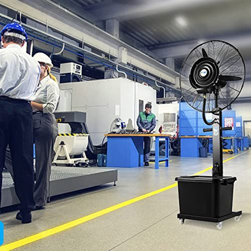 Ventilatore nebulizzante da terra Ventilatore industriale a piedistallo Grandi ventole spray Spazio di raffreddamento per garage commerciale Magazzino Officina Patio ed esterno (nero) (dimensioni :