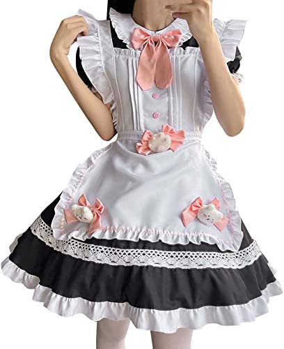 ColleeLin Rapunzel-Cosplay-Kostüm Sexy Lolita Anime niedlich weich Kleidung Korsett Spitze Kontrast Kleid Frauen schwarz Gothic Kleid Mittelalterliche Gartenzwerge (Black, S)