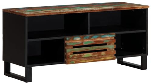 vidaXL Meuble TV 100x34x46 cm Bois d'acacia Solide, Banc TV, Meuble HiFi, Console TV, Buffet TV, Meuble multimédia, Meuble de Divertissement TV