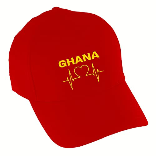 multifanshop Baseballcap - Ghana - Herzschlag - Druck gelb - Mütze Größe one Size rot