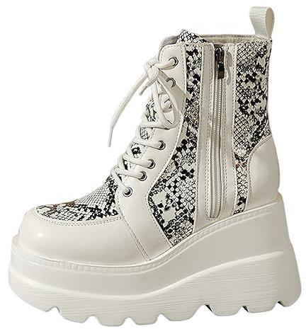 Stivali Alti Donna con Zeppa Plateau sopra Il Ginocchio Stivali Donna Tacco Bianchi Anfibi Estivi Donna Stivaletti Pelle Stivali Donna Alti Stivali camoscio Donna Stivaletti Estivi Stivali