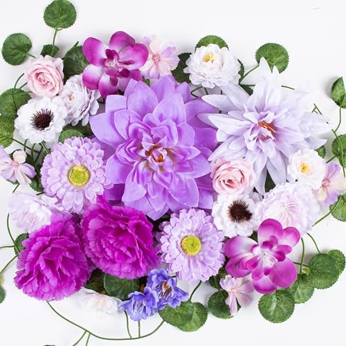 Foshird Fleurs Artificielle Deco Violets 4-14 cm avec Guirlande de Printemps en Soie Bricolage Deco Mariage Champêtre Maison Fête