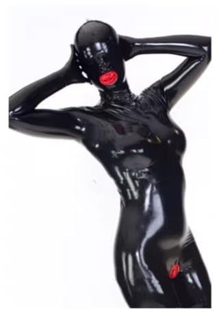 GAYLOP Latex Pants Latex Gummi Catsuit Haube Bodysuit Turnanzug Mit Handschuhe Socken 3D Cup