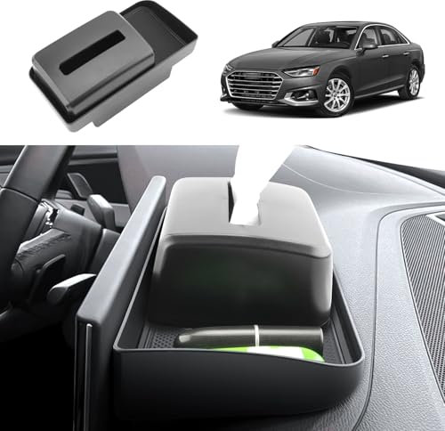 Coleya Mittelkonsole Aufbewahrungsbox Kompatibel mit Audi A4 Audi A5 2020-2024, Instrumententafel Handschuhfach mit Taschentüchern Organizer, A4 A5 Organizer Mit Rutschfestermatte Schwarz