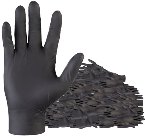 PEARL Haushaltshandschuhe: 100er-Set Nitril-Einweghandschuhe, puder- & latexfrei, Größe M, EN 455 (Latexfreie Einmalhandschuhe, Handschuhe, Safe)