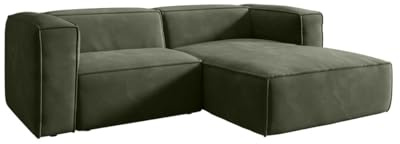 Luxusbetten24 Designer Sofa Comfy L Mini in Samt Grün Rechts