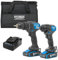 Hyundai 20V Cordless Drill Set, 65Nm Hammer Drill and 230Nm Impact Driver, Brushless Kit with 2X 2.0Ah Batteries, 2A Charger