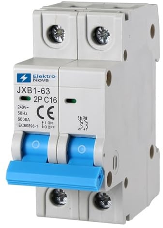 ELEKTRONOVA Interruptor magnetotérmico 2P C16 16A 6kA - 2 módulos DIN - 220V