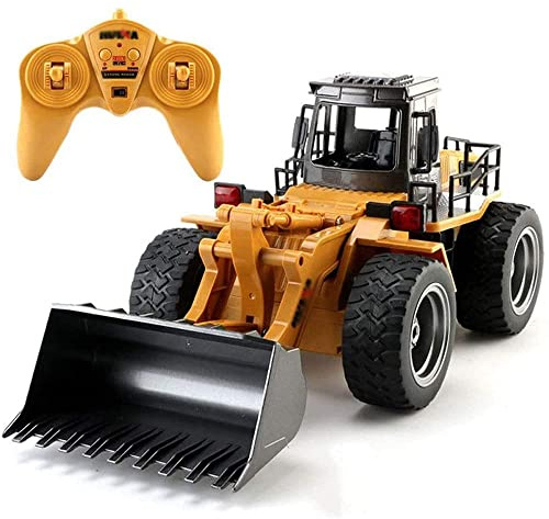 QIYHBVR 6CH Fernbedienung Bulldozer Spielzeug 1:18 Hobby RC Trucks Legierung Rc Frontlader Mit Licht & Sounds Für 4-15 Jahre Alte Jungen Kindergeburtstag