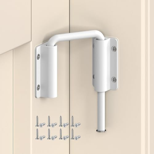 BiceNoning Upgraded Sliding Door Loop Lock, 90/180 Degree Multi-Angle Aluminum Alloy Gate Latches for Barn Door, Closet, Fence, Window, Patio - Security U-Bolt Latch Locks (White-1PC)