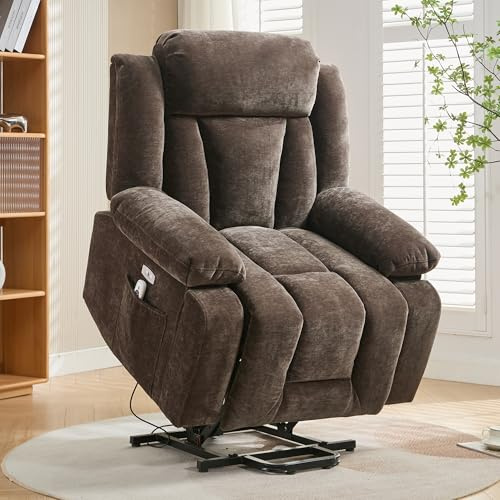 BTM Power Lift Recliner Chair with Storage Pocket, Cup Holders and USB Ports, Electric Lift Arm Reclinerwith Massage and Heat for Elderly, Heavy Duty and Safety Motion Reclining Mechanism Fabric Sofa