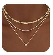AOSWUD 3 Collane in Oro da Donna Impilabili Placcati in Oro 14 Carati, Ciondolo con Zirconi,Set Collane Choker Semplici,Gioielli Trendy Impilati per Donna