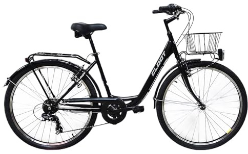 CLOOT Vélo Ville 26 Pouces Relax avec Panier Porte Bagages 6 Vitesses Cadre Bas Confortable Style Classique Usage Quotidien Léger Accès Facile Design Élégant Homme Femme Taille Unique (155-178)
