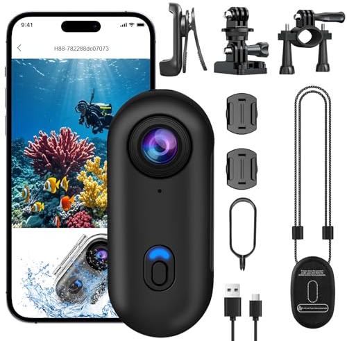 OBEST Action Camera,4K Thumb Body Cam,Shooting with Image Stabilization | Pov Cam, ,Ip68 Waterproof,Magnetic Hands-Free Pov Cam for Vlogging,Cycling,Mountain Climbing and Other Outdoor Sports.