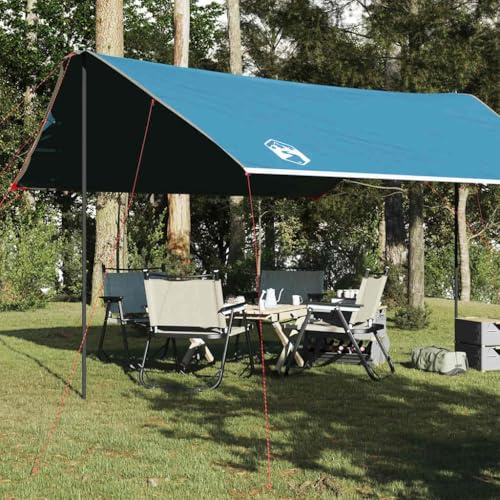 Tarp Blau 460x305x210 cm wasserdicht TAFT Campingplane mit PU-Beschichtung und Ösen, vielseitig als Zelt Überdachung und Bodenplane für Outdoor Trekking
