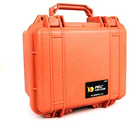 PELI 1300 Maximal Belastbarer Kamera-Schutzkoffer, IP67 Wasserdicht, 6L Volumen, Mit Schaumstoffeinlage (Anpassbar), Orange