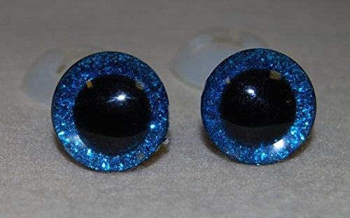 celloexpress 3D Blue 16mm Glitter Sparkle Eyes with Plastic Backs - Safety Glitter Sparkle Eyes for Soft Toy or Teddy Bear Making - Pack of 1 Pair