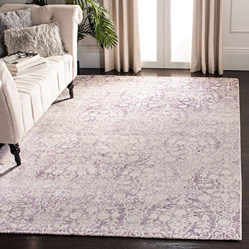 SAFAVIEH Passion Collection Area Rug - 6'7 x 9'2, Lavender & Ivory, Vintage Distressed Design, Non-Shedding & Easy Care, Ideal for High Traffic Areas in Living Room, Bedroom (PAS403A)