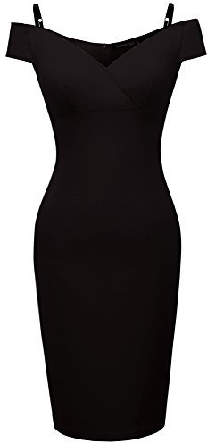 HOMEYEE - Robe - Moulante - Floral Print Encolure Strappy À Fleurs - sans Manche - Femme B309 (medium/38, Noir)