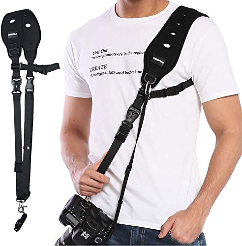 prowithlin – Courroie Appareil Photo, Sangle pour DSLR SLR, Confortable, Ajustable – Noir, Taille unique